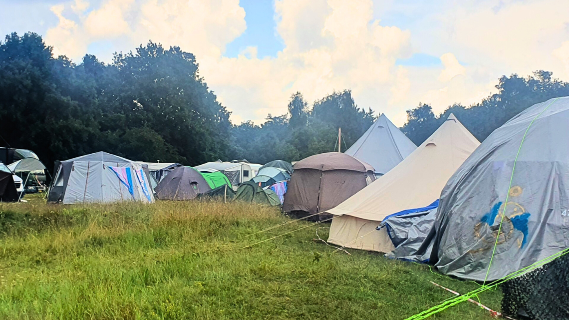 nogle af teltene på generalcamping området, Bornhack 2025